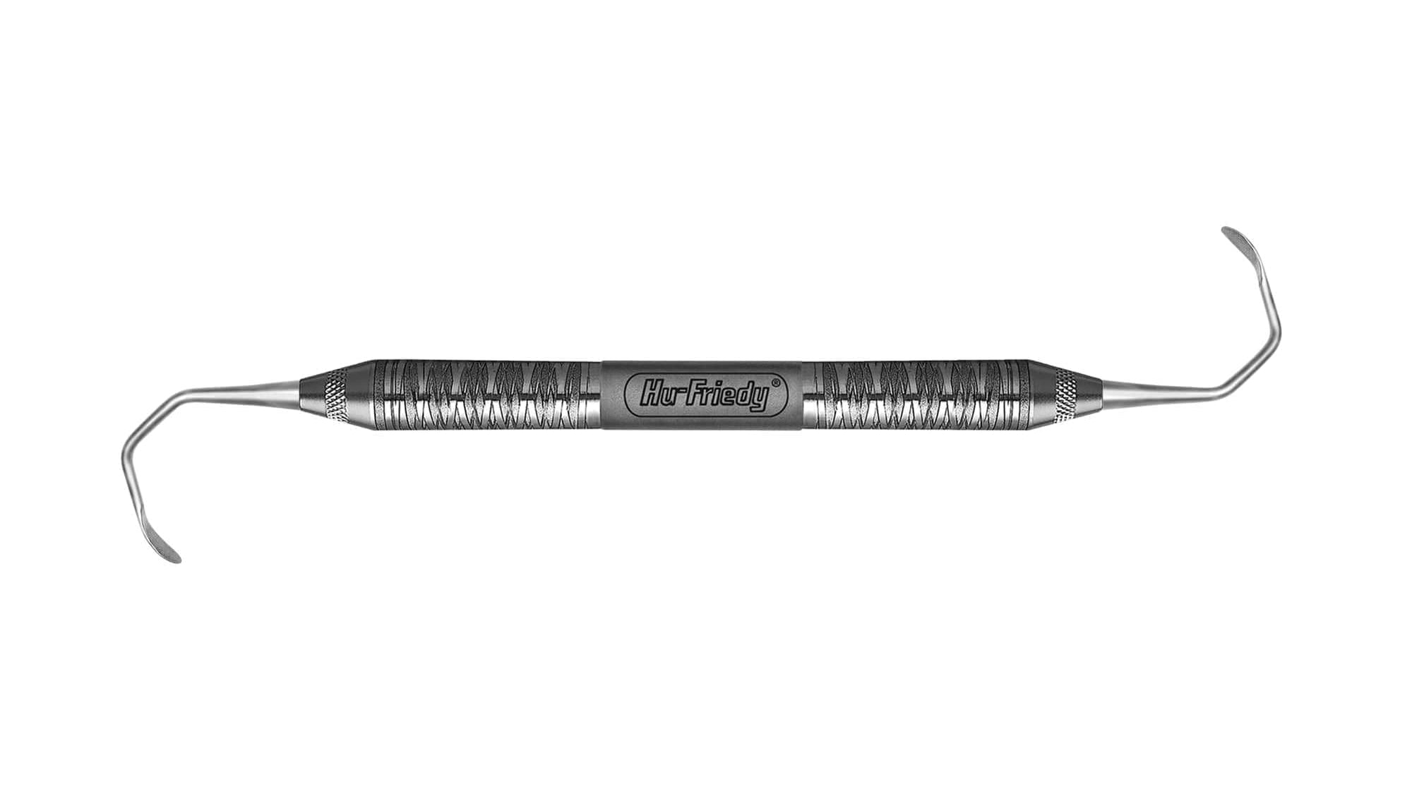 The Hu-Friedy K-N Sinus Lift Instrument Large/Small features angled, pointed tips at both ends and a textured Strong 6 Handle for grip.