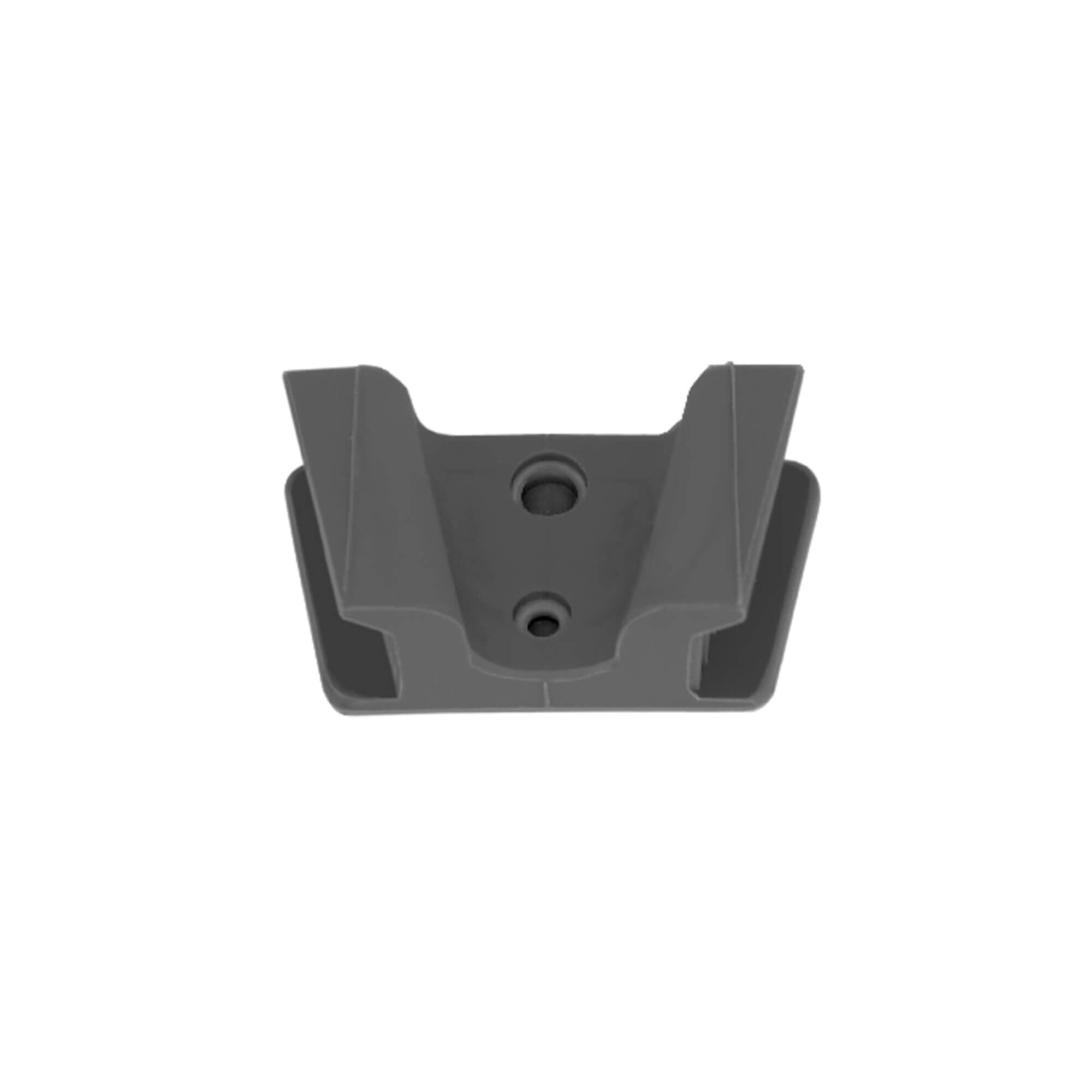 The Markel Mouth Prop Small (Child) Pair by Hu-Friedy is a gray plastic bracket with two screw holes and angled sides, shown top-down on a white background—commonly used in pediatric dental procedures.