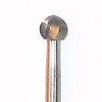 Close-up of the Dentech Surgical Burs – Round Carbide 141RF (RAXL Latch, 34mm) with a ball-shaped cutting head, widely used in implant surgery and precise dental procedures, shown against a white background.