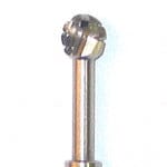 The Dentech Surgical Bur Internal Cooling System - Round Bur 473RF has a spherical cutting head with a cylindrical handle, providing smooth performance for dental drilling or shaping, shown on a plain white background.