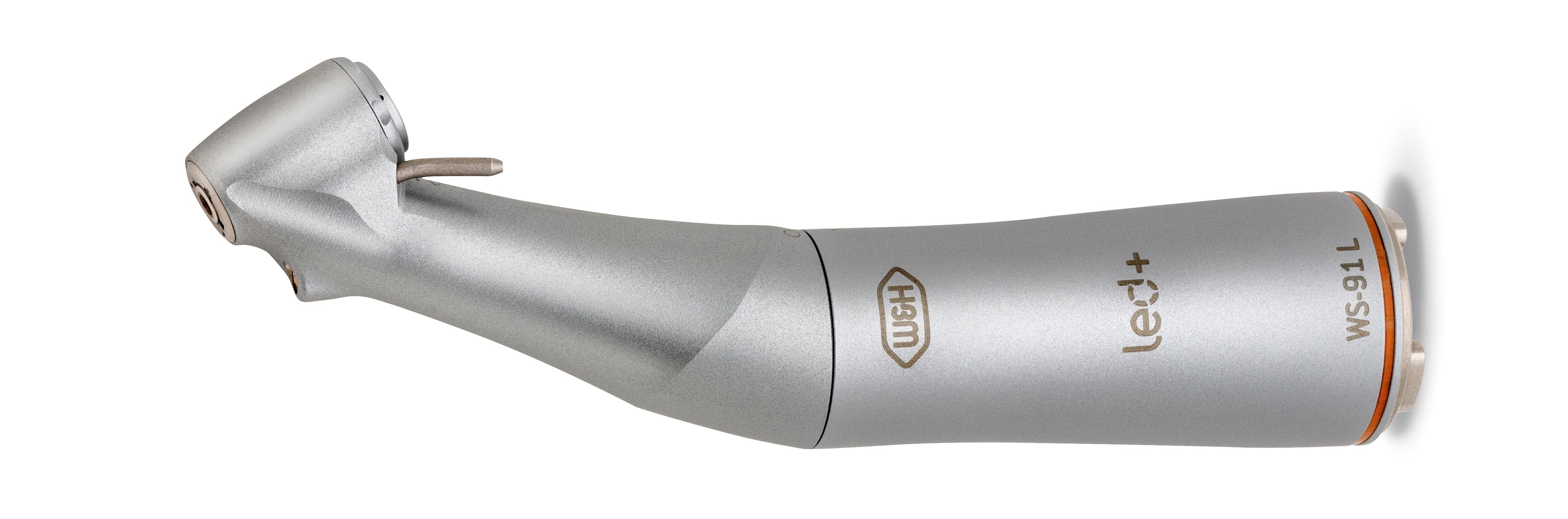 The W&H WS-91 45° Surgical Contra-Angle Handpiece (1:2.7 Increasing Speed) features an angled design and metal head, making it ideal for precision in procedures like wisdom tooth surgery.