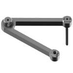 The Dentech PARA-DRILL AID II is a gray, triangular metal tool with three rounded ends, each with a hole or screw, plus a cylindrical peg. It serves as a precise drill guide for dental implant alignment.