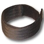 A black Nylon Restraint Strap by Xemax Surgical Products Inc. with Velcro closure is coiled into a loose loop against a white background.