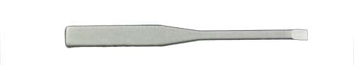 The Surgistar Miniature Chisel Blades - Non Malleable, featuring a flat, rectangular metal shaft and chisel-like tip, are shown against a white background with a subtle reflection.