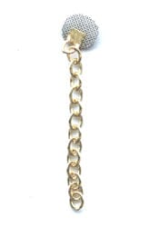 The Xemax Cusp-Lok Chain & Mesh is a 14K gold large-link chain attached to a round, textured silver knob with a mesh bonding pad for secure impacted tooth traction.