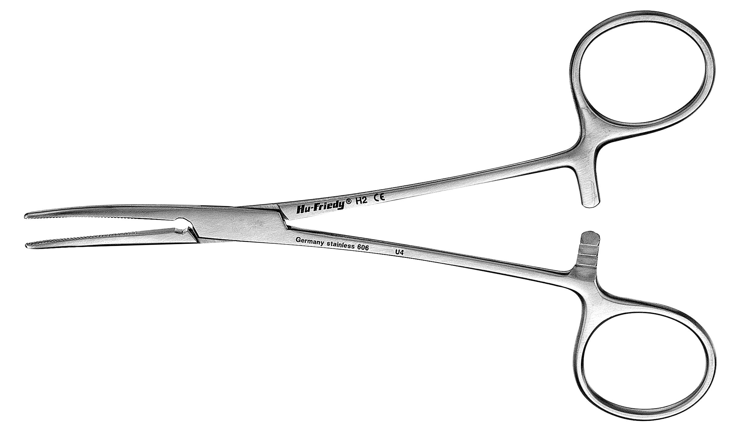 The Hu-Friedy Kelly Hemostats are metallic, curved, locking forceps by Hu-Friedy, designed for clamping blood vessels or tissues during medical and dental procedures.