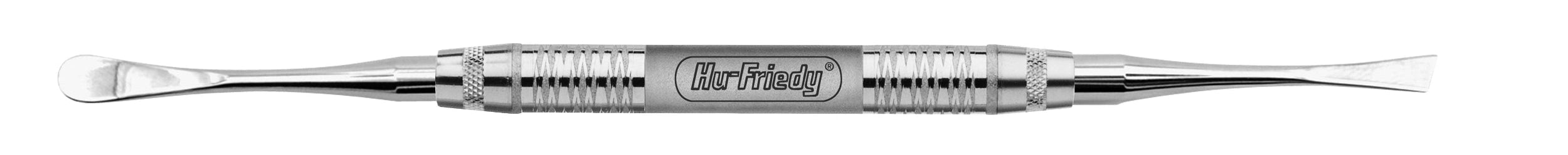 The Hu-Friedy Hoexter #4 Periosteal, a stainless steel oral surgery instrument, features the Hu-Friedy brand mark and flat, curved tips on both ends for precise mucoperiosteum retraction.