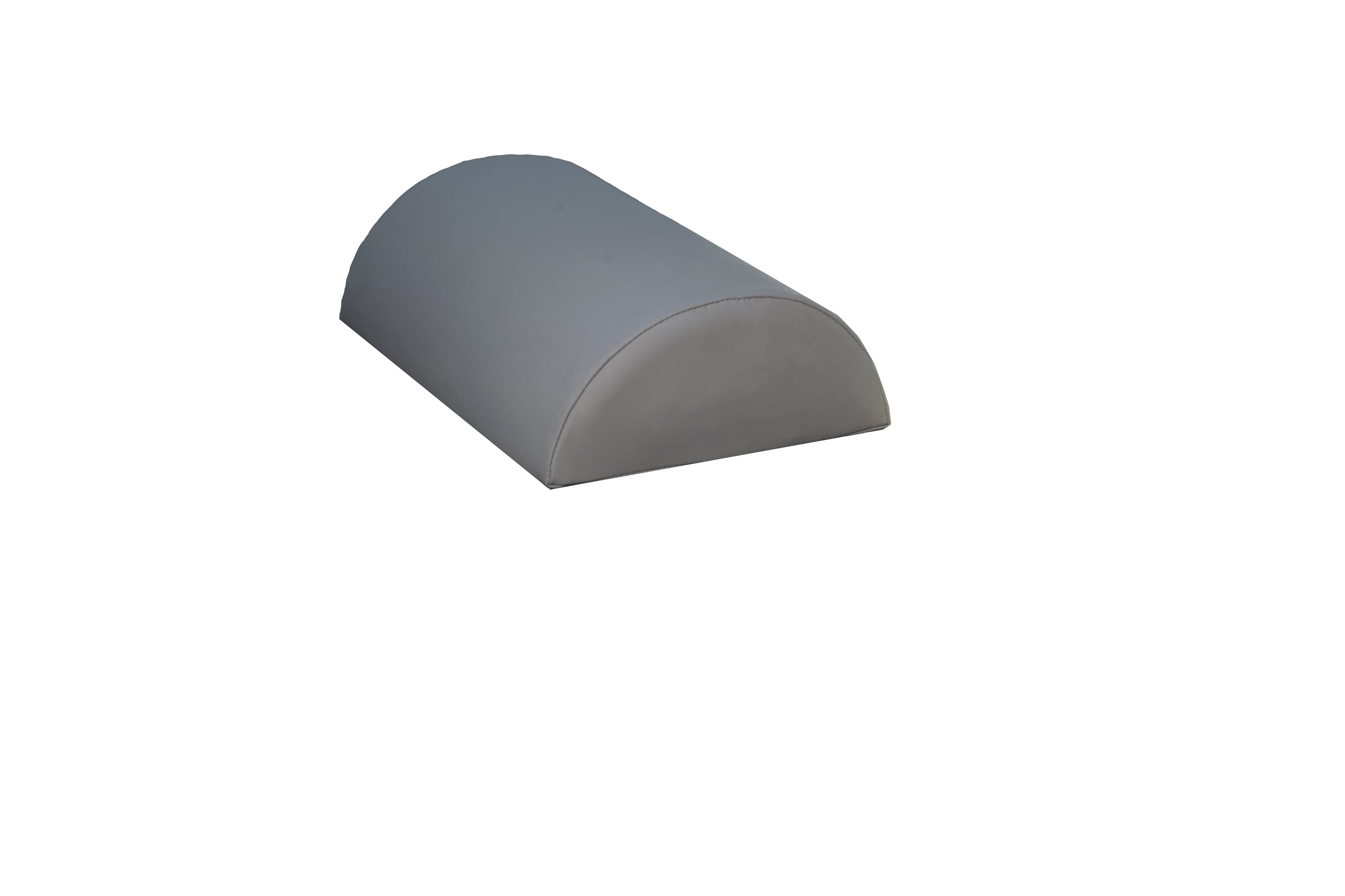 The Mediposture 3.5" Classic Wide-Body Memory Headrest by Mediposture is a gray foam half-cylinder cushion with a flat base and wipeable cover, shown on a white background.