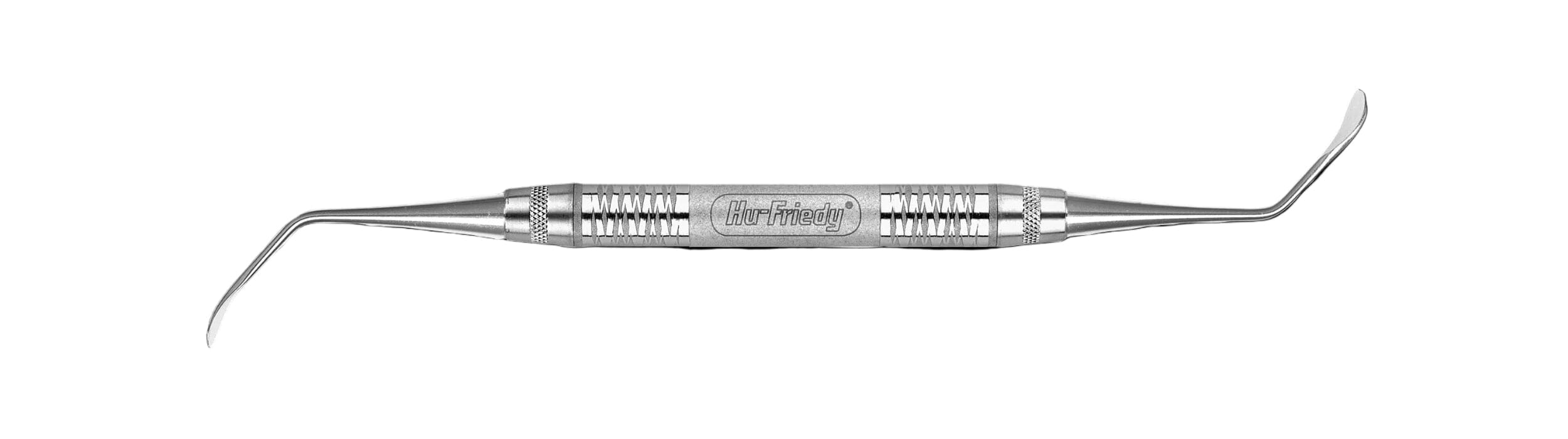 The Hu-Friedy Jovanovic Sinus Lift Instruments are stainless steel dental tools with textured handles and curved, pointed tips at both ends, designed for cleaning teeth or aiding Schneiderian membrane elevation in sinus augmentation.