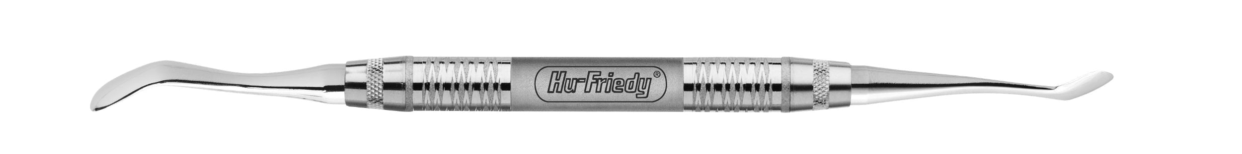 The Hu-Friedy Zingheim Implant Surgery & Abutment Periosteals is a double-ended stainless steel tool with curved tips and a textured grip, designed by Hu-Friedy for periosteal elevation during implant placement and regenerative procedures.