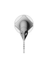 A 3D-rendered object resembling an abstract animal head with two large eye-like holes and a segmented trunk or hose extending downward from a circular base evokes the innovative design of W&H Piezomed Bone Surgery Tips by W&H, advanced tools used in oral and maxillofacial surgery for atraumatic bone cutting.
