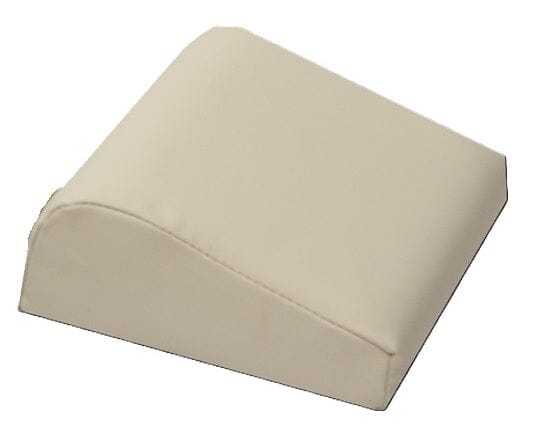 The Mediposture Kiddie Memory Headrest is a beige, wedge-shaped headrest by Mediposture with a smooth, angled surface, designed to provide support and comfort for children during dental visits.