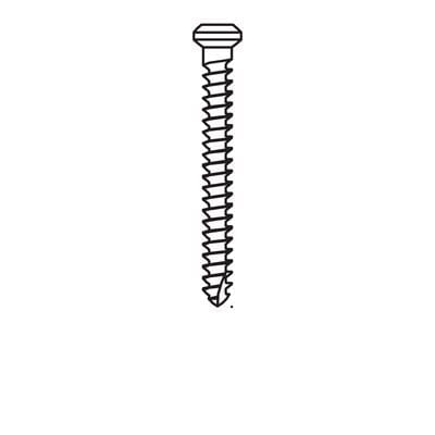 Black and white line drawing of a single Meisinger Khouri Micro Bone Screw from Meisinger—featuring a hexagonal head, sharp tip, and spiral threads—shown vertically on a plain white background; available as an individual pack of 3.