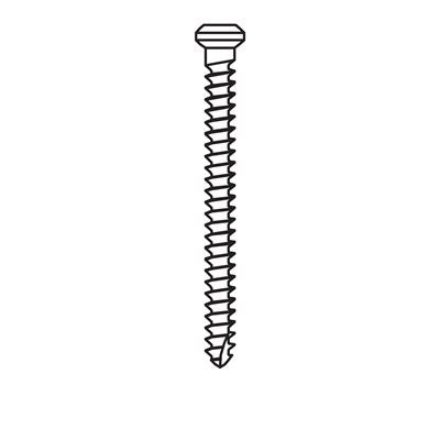 A black and white drawing of a single Meisinger Khouri Micro Bone Screw—Individual Pack of 3, featuring a hexagonal head and a flat tip, shown against a white background.