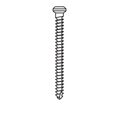 A black and white drawing of a single Meisinger Khouri Micro Bone Screw—Individual Pack of 3, featuring a hexagonal head and a flat tip, shown against a white background.