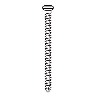 Black and white line drawing of a Meisinger Khouri Micro Bone Screw — Individual Pack of 3, featuring a hexagonal head and a pointed, threaded body.