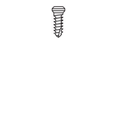 A simple black and white line drawing of a single Meisinger Khouri Micro Bone Screw, featuring a flat head and threaded body, is positioned near the top center of a plain white background.