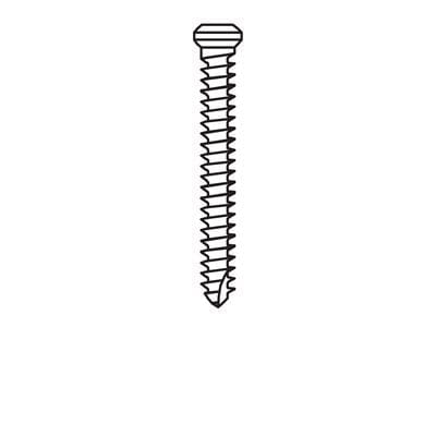Black and white line drawing of a single Meisinger Khouri Micro Bone Screw from Meisinger, featuring a flat head and threaded body, shown vertically on a plain white background; sold as an individual pack of 3.