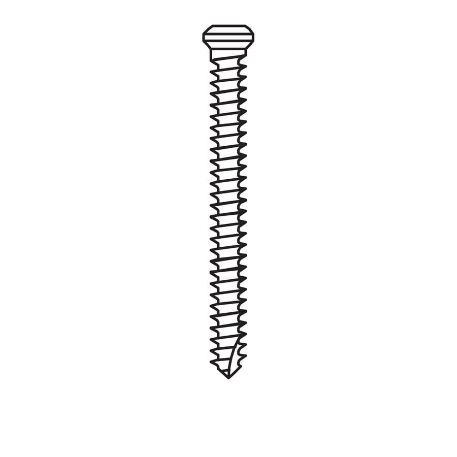 Black and white line drawing of a single Meisinger Khouri Micro Bone Screw with a flat head and sharp, tapered tip, shown vertically on a plain white background; sold as an individual pack of 3 by Meisinger.