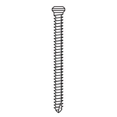 Black and white line drawing of a Meisinger Khouri Micro Bone Screw from the Meisinger brand, featuring a flat head and pointed tip with spiral threads along the shaft, displayed on a plain white background. Available as an individual pack of 3, these micro bone screws are typically used in procedures such as bone augmentation.