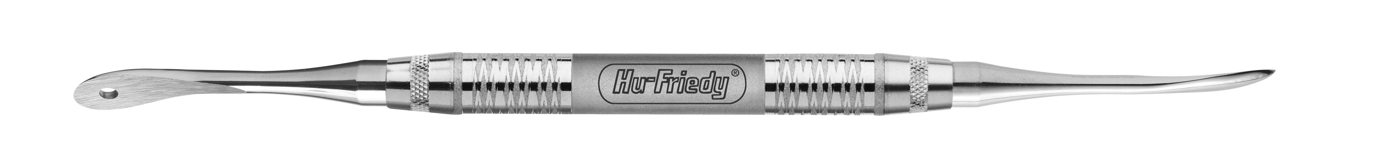 The Hu-Friedy 9A Allen Periosteal Elevator features two differently shaped ends, textured grips, and the Hu-Friedy name engraved on the handle, making it ideal for mucoperiosteal elevation.