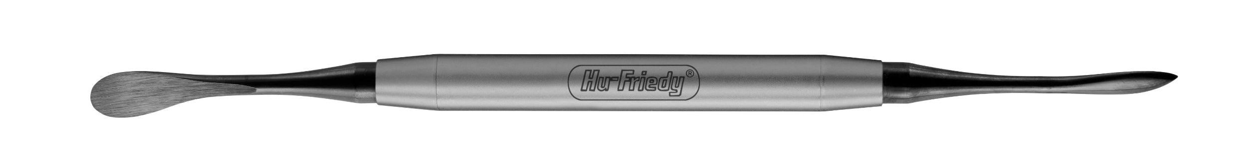 The Hu-Friedy Molt Periosteal Elevators by Hu-Friedy are double-ended stainless steel oral surgery tools with curved, flat blades and a textured handle, commonly used for shaping materials or periodontal flap procedures.