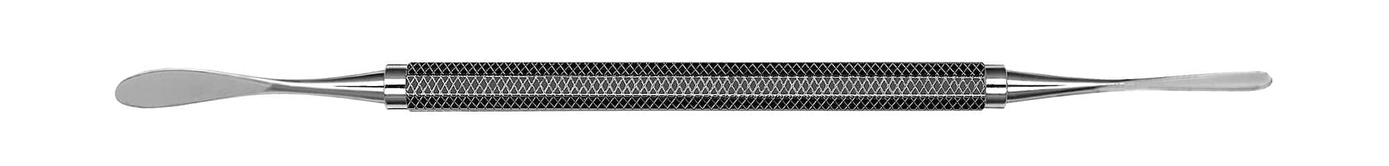 The Hu-Friedy Benque Periosteal is a double-ended metal dental instrument with flat, rounded blades on each end and a textured handle, displayed against a white background.