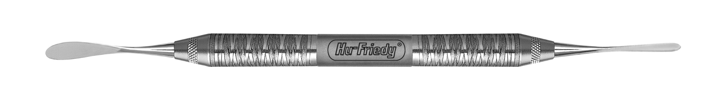 The Hu-Friedy Benque Periosteal Elevator is a double-ended stainless steel tool with curved, flat spatula tips and a textured Hu-Friedy grip, commonly used for mucoperiosteal reflection in oral surgery.