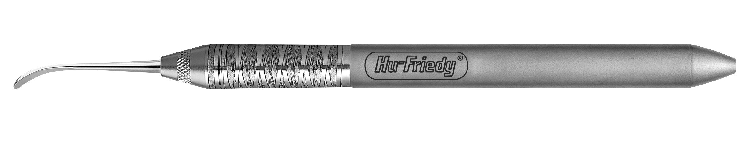 The Hu-Friedy Single Ended Sinus Curettes feature a stainless steel, curved pointed tip for Schneiderian membrane elevation, a ridged, textured grip, and the Hu-Friedy brand name engraved on the handle.