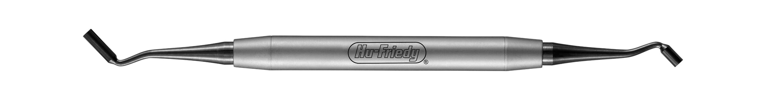The Hu-Friedy Double Ended 3mm Jovanovic Pluggers, a stainless steel dental tool with a cylindrical handle and two angled, flat tips for bone graft placement or ridge augmentation, is shown horizontally on a white background with the Hu-Friedy brand engraved.
