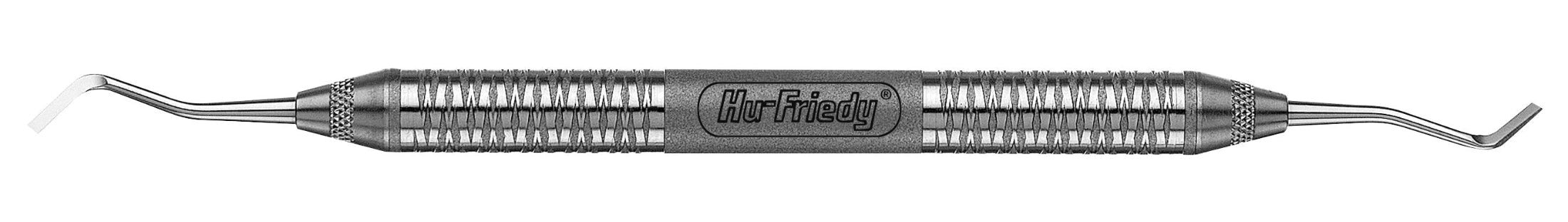 The Hu-Friedy Bone Rasp, a double-ended dental instrument with angled, flat tips and a textured metal handle, is ideal for sinus augmentation and bone regeneration procedures.