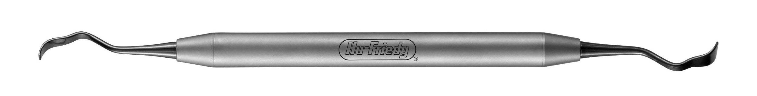 The Hu-Friedy 13K/13KL Surgical Chisels are double-ended dental tools with metal handles and curved, pointed tips for bone recontouring and other procedures. The handle features the trusted Hu-Friedy brand engraving.