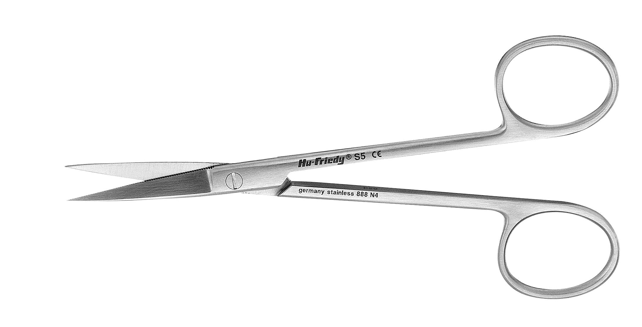 A pair of Hu-Friedy Wagner Scissors (Xemax), serrated surgical scissors with straight, curved, and angled options, featuring finger loops and engraved handles, displayed on a white background.