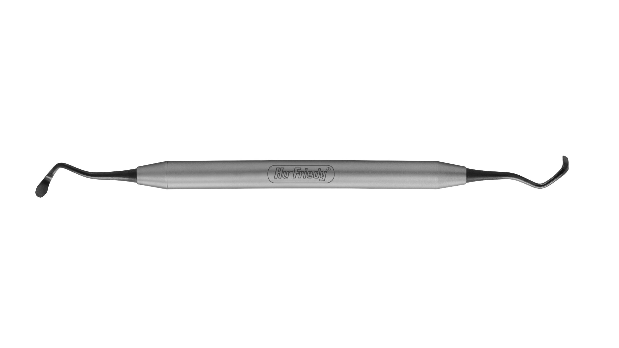 The Hu-Friedy Sinus Curettes #1 Series by Hu-Friedy is a metal dental tool with two curved, pointed ends and a textured center grip, designed for use as a sinus curette or Schneiderian membrane elevator during procedures.