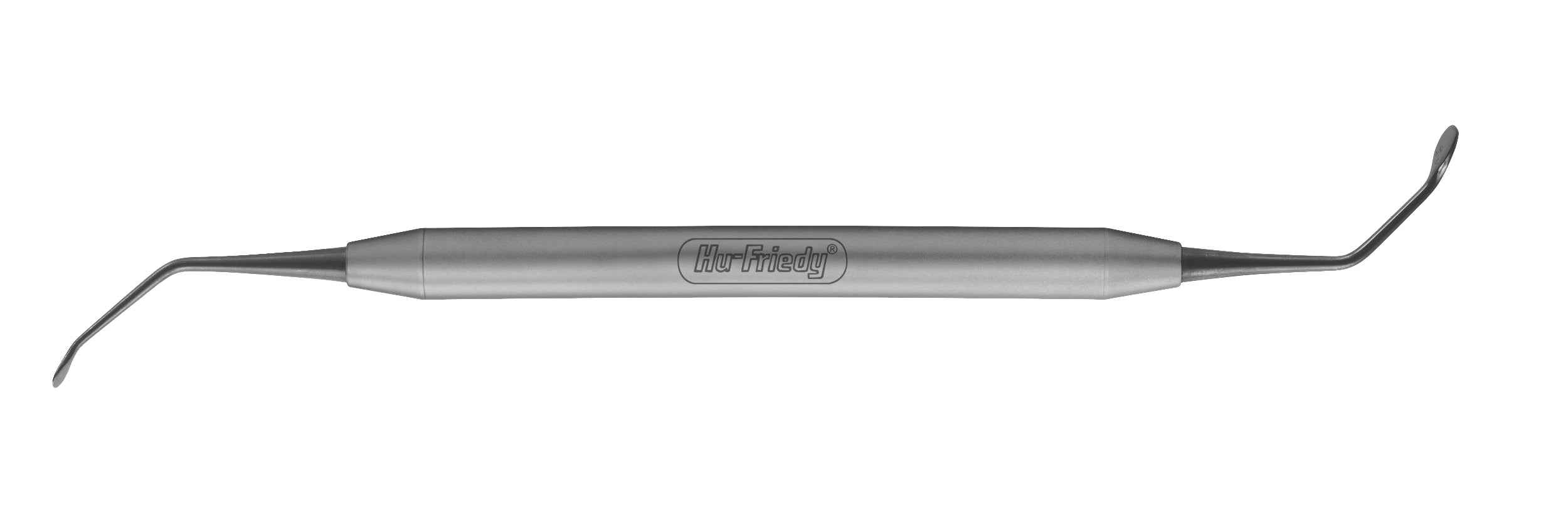 The Hu-Friedy Sinus Curettes #2 Series by Hu-Friedy features a stainless steel cylindrical handle and two angled, pointed tips, designed for Schneiderian membrane elevation and other dental procedures.