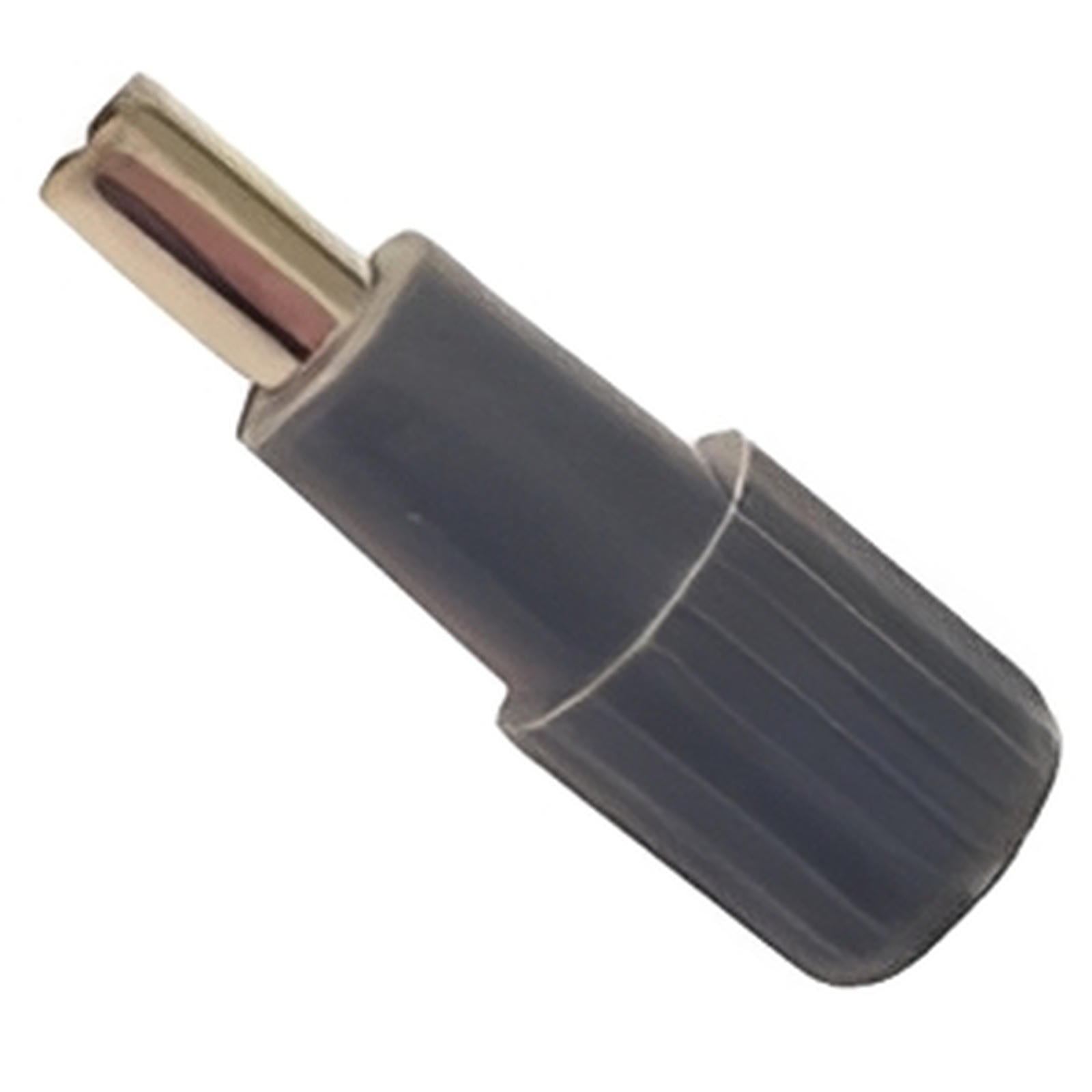 Close-up of a gray, ribbed Accu-Punch Short handle 4mm Biopsy and Tissue Punch. Used to release implants under tissue in implant surgery.