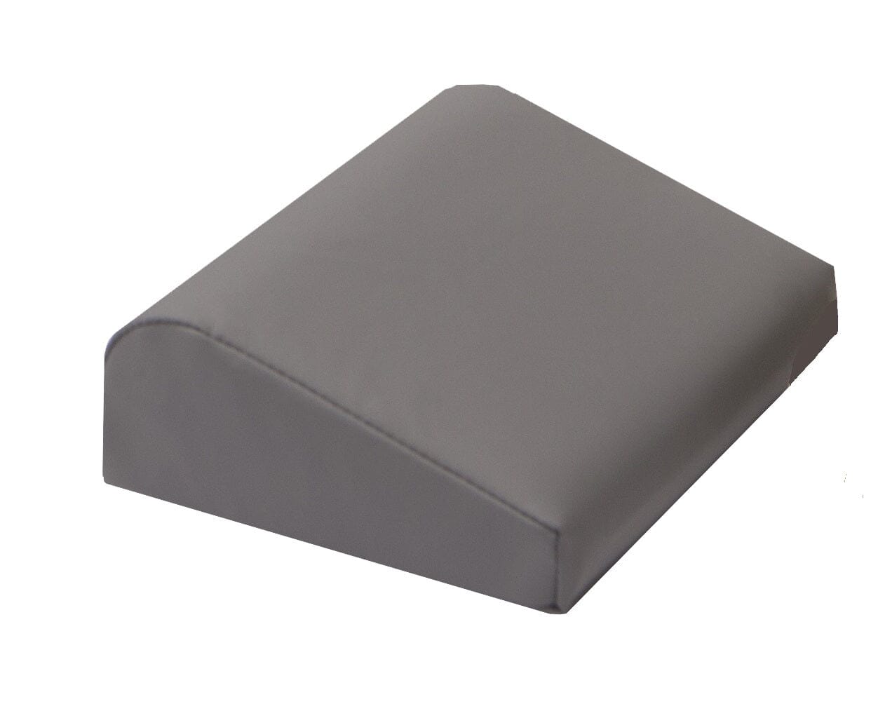 The Mediposture Kiddie Memory Headrest by Mediposture is a gray foam wedge pillow with a smooth cover, featuring a sloped design that is higher on one side and tapers down to the opposite edge.