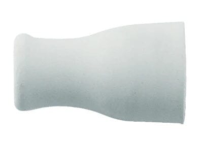 A white, cylindrical silicone replacement head for the FLIP-SE valve by Quality Aspirators, featuring a flared, rounded end and a narrower middle section, lies horizontally on a plain background.