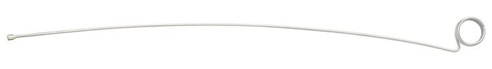 The Quality Aspirators Cleaning Stylets for Surgical Aspirators are thin, white, flexible plastic rods with a small loop at one end and a tip at the other, shown horizontally on a white background.