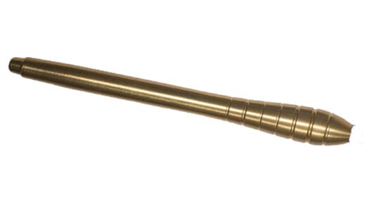 A McBio Straight STS Bone Collector Handle | Reusable, featuring a cylindrical metallic body and a tapered, ribbed end, is displayed on a white background.