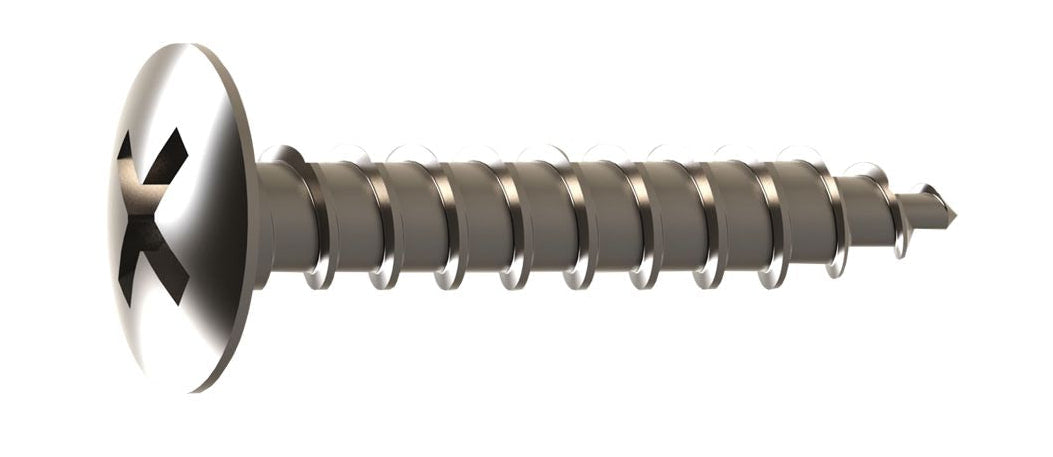 A close-up of the Osteogenics Pro-Fix Self-Drilling Tenting Screw (Refill), featuring a shiny metal finish, flat round head, Phillips drive, pointed tip, and coarse threads—ideal for membrane stabilization in ridge augmentation.