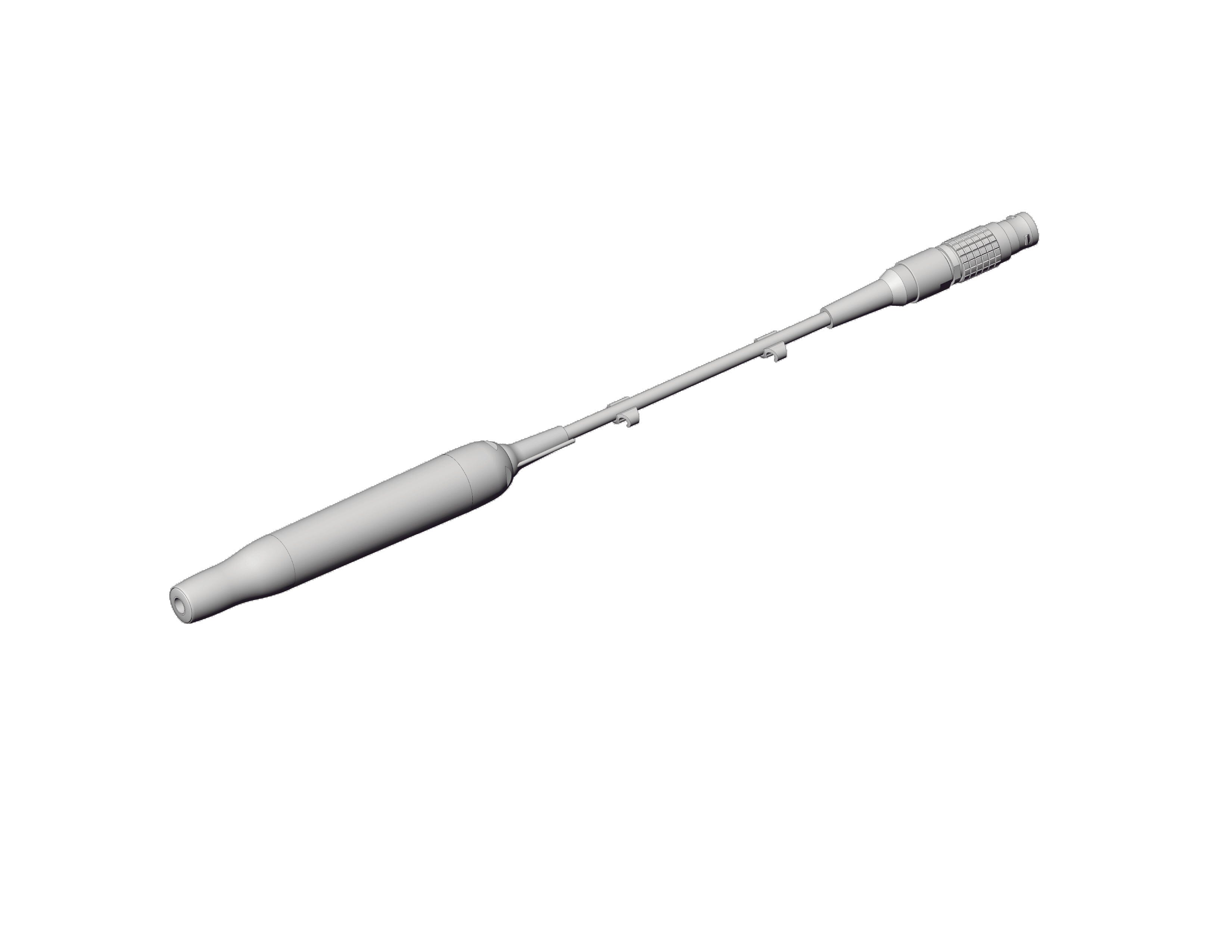 A 3D-rendered image of the W&H Piezomed handpiece with 1.8m cable (Piezomed SA-320 only), a slender cylindrical device with connectors at both ends, shown on a plain white background.