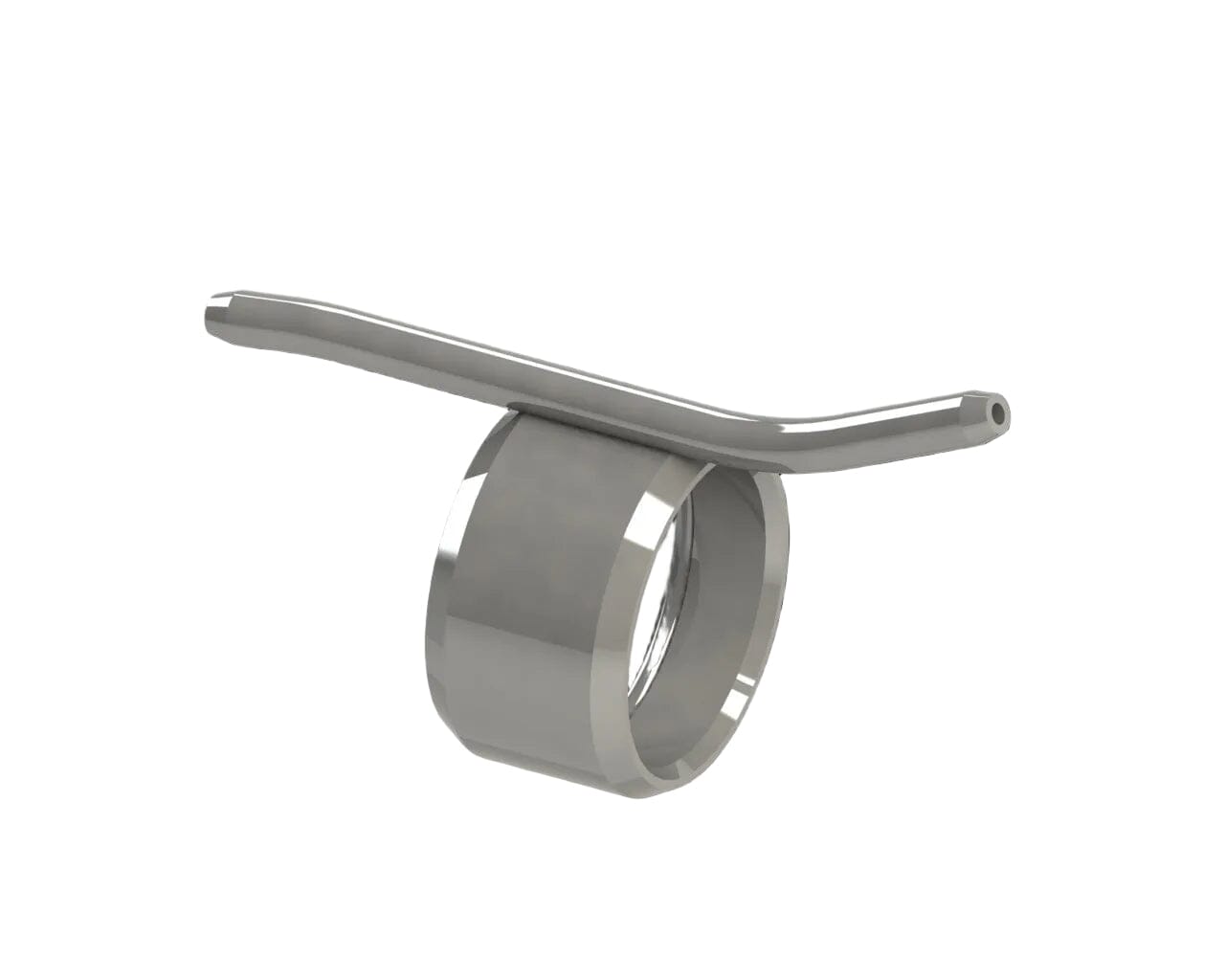 The W&H Coolant Tube with Clip for SZ-75 Zygomatic Handpiece features a sleek, silver metallic design with a smooth cylindrical band and a horizontal bar at the top, resembling an irrigation clip in its streamlined style.