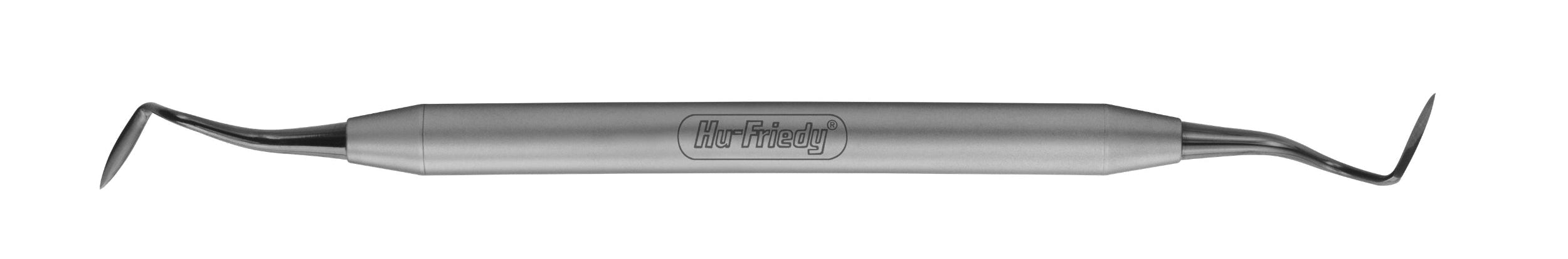 The Hu-Friedy 1/2 Orban Double-Ended Knife by Hu-Friedy features angled, pointed tips on both ends and a cylindrical handle, making it ideal for precise periodontal procedures.