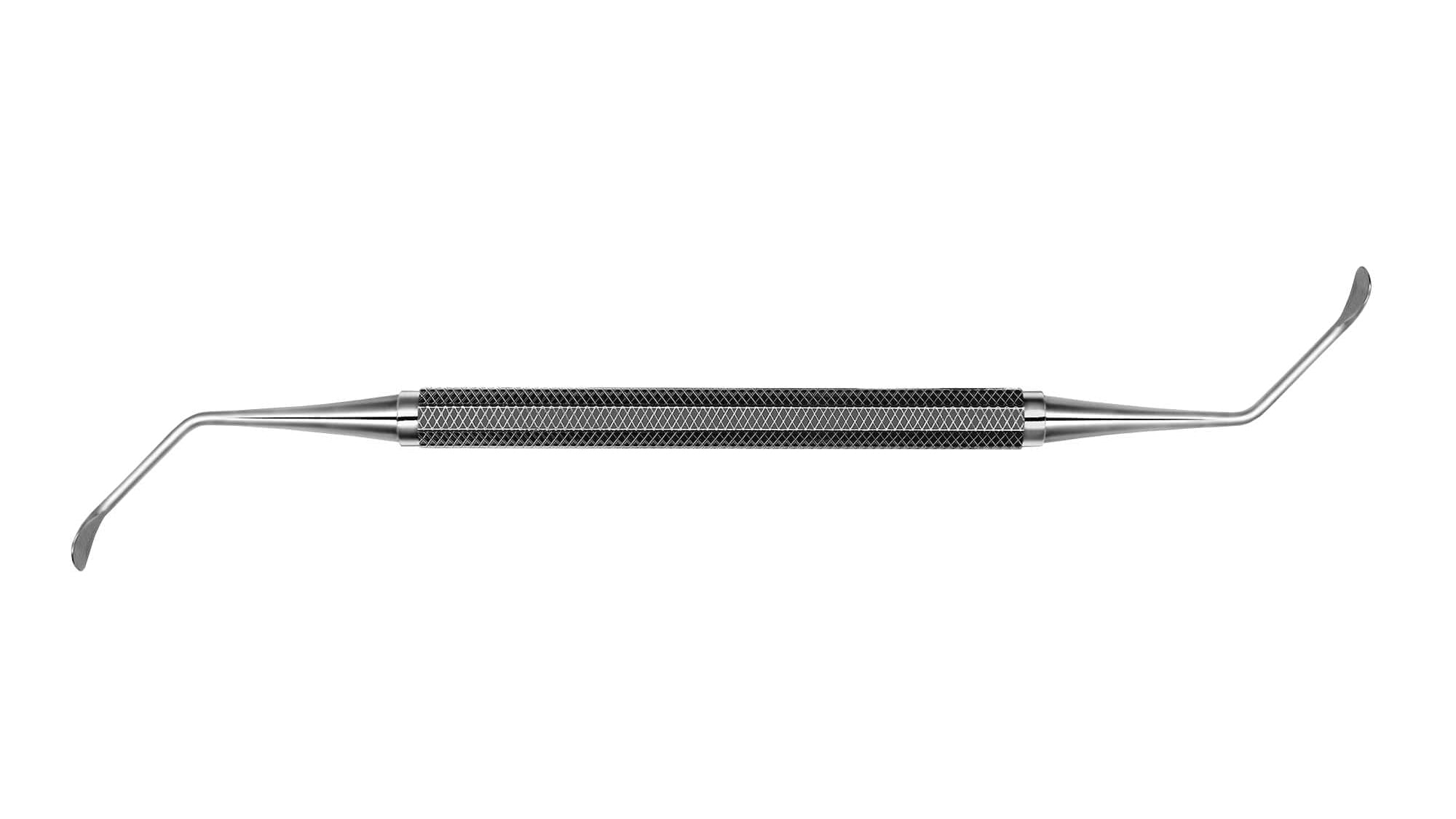 The Hu-Friedy K-N Sinus Lift Instrument, Large/Small, 47 Deg features double-ended curved, flat tips and a textured, knurled handle for enhanced grip. It is shown against a white background.
