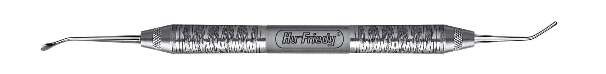 The Hu-Friedy Schlee PH2MBH/PFI Periosteal Combination is a double-ended stainless steel dental instrument with a textured grip and angled tips, designed for oral exams and procedures, shown on a white background.