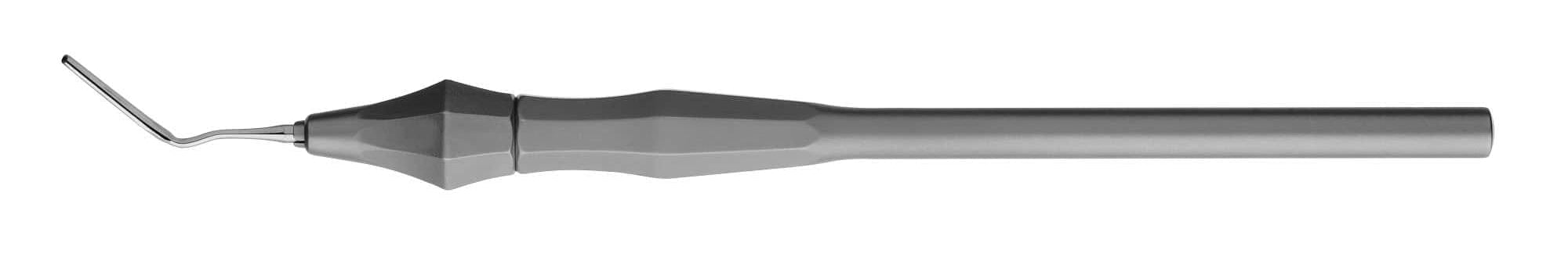 The Hu-Friedy Interchangeable Periotome Tips and Handle is a stainless steel dental tool with a long handle and small, curved, pointed tip for atraumatic extraction, shown on a white background.