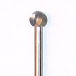 A close-up of the Dentech Surgical Burs – Round Carbide 141RF (RAXL Latch, 34mm), showing its metal spherical cutting head and straight shaft, commonly used for carving, engraving, or bone cutting in implant surgery on a plain white background.