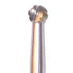 Close-up of a safety pin tip secured in its rounded cap, illustrating precision similar to the Dentech Surgical Bur Internal Cooling System - Round Bur 473RF, designed for smooth and accurate cutting.