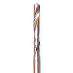 Close-up of Dentech Twist Drills – External Cooling | Implant Osteotomy Drills by Dentech, showing spiral grooves and precise design for osteotomy site preparation against a white background.